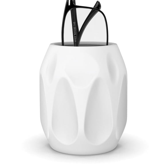 Eyeglasses Holder Stand for Nightstand, White Soft Silicone Reading Eyewear Storage for Office Desk Organizer