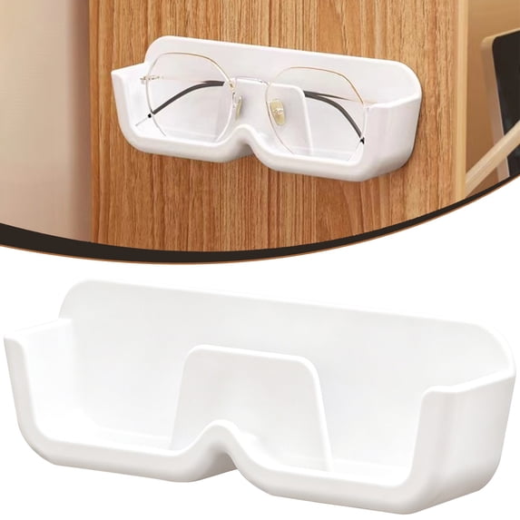 Eyeglasses Holder, Wall Mounted Sunglasses Storage Organizer, Clear Acrylic Glasses Holder Rack, Compact Wall Display Case for Eyewear Sunglasses and Reading Glasses, White