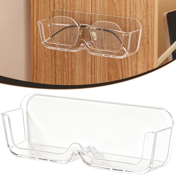 Eyeglasses Holder, Wall Mounted Sunglasses Storage Organizer, Clear Acrylic Glasses Holder Rack, Compact Wall Display Case for Eyewear Sunglasses and Reading Glasses, Clear