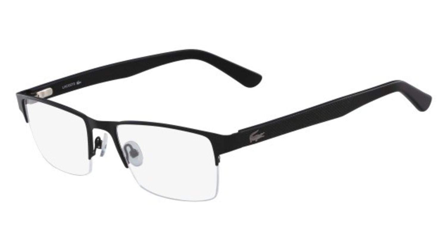 哲 LACOSTE Matte Black Eyeglasses, Half Rim Metal Frames, L 2237 002