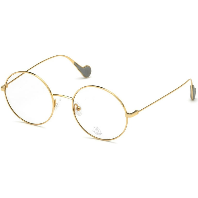 メガネ Moncler Eyeglass Frame ML5059 032 Gold Round Moncler ML5059 032 Shiny Gold Round Slim Metal Eyeglasses