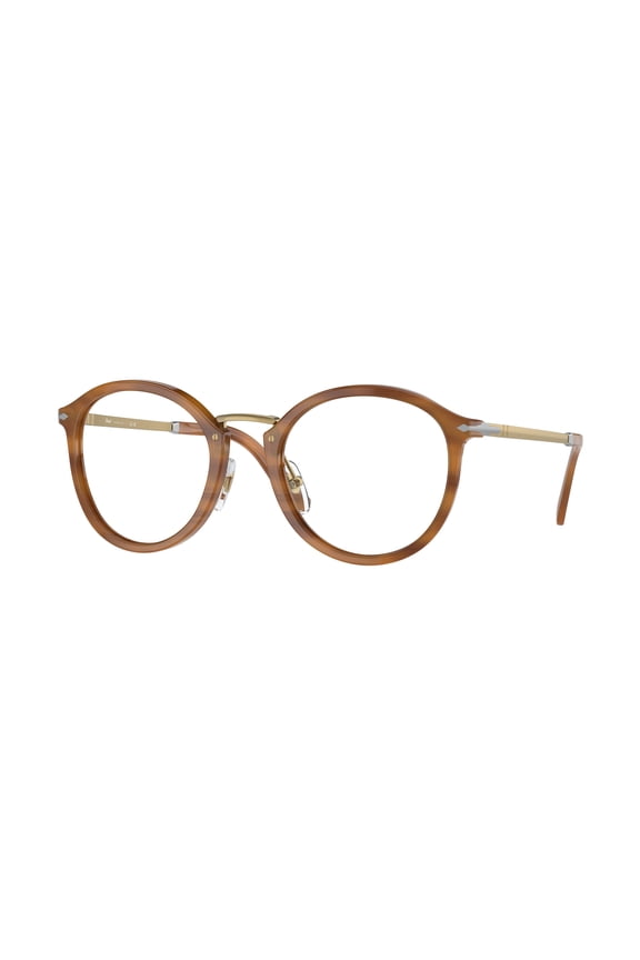 Men's 3309V Vista Round Acetate Eyeglasses With Gold-Tone Accents Brown