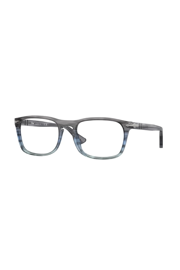 Men's 0Po3344v Rectangular Acetate Eyeglasses With Keyhole Bridge Grey