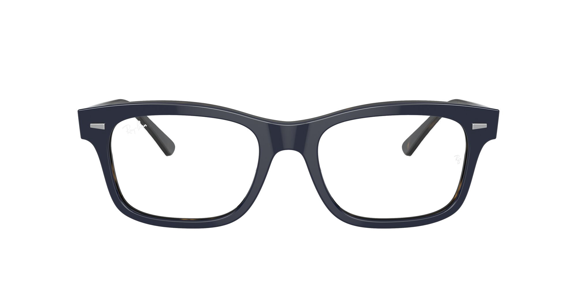 Ray-Ban Burbank Optics Glasses, Prescription Eyeglasses with Case, Demo Lens/Blue On Havana, Size 56