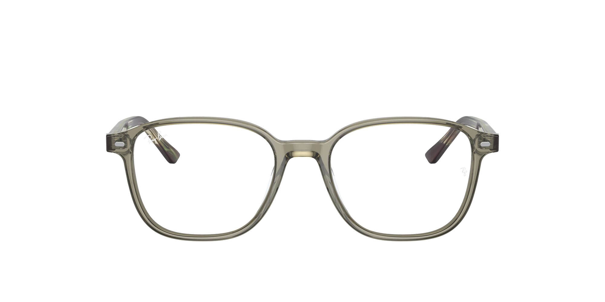 Ray-Ban Leonard Optics Glasses, Prescription Eyeglasses with Case, Demo Lens/Transparent Green, Size 51
