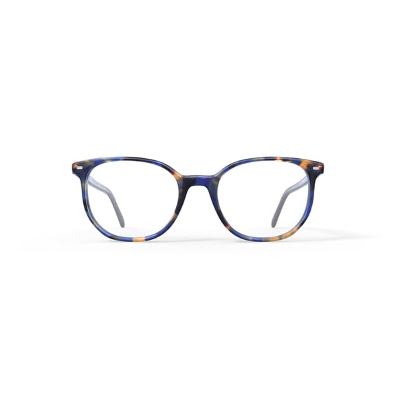 Ray-Ban Elliot Optics Eye Glasses with Irregular Frames, Yellow and Blue Havana, Size 50