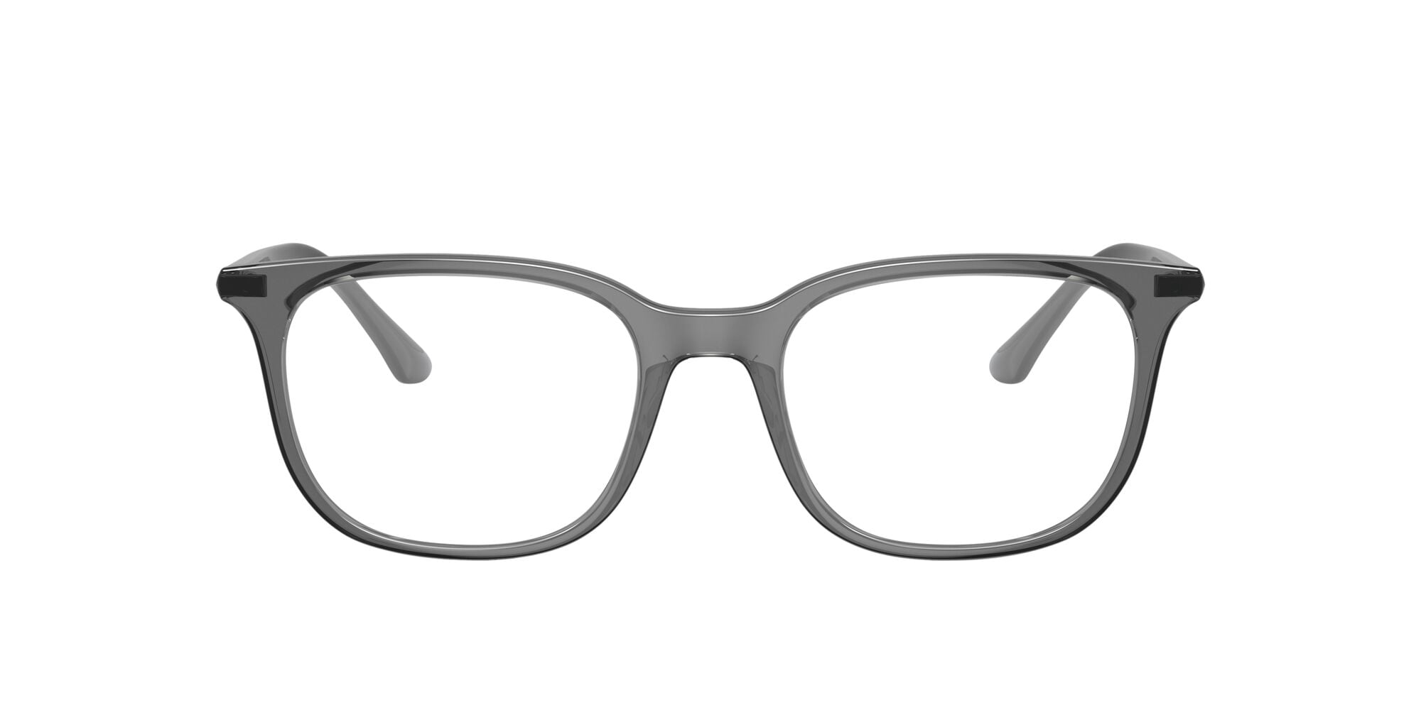 Ray-Ban Men's Size 52 Square RB7211 Optics Prescription Eyeglasses with Case, Transparent Grey/Demo Lens