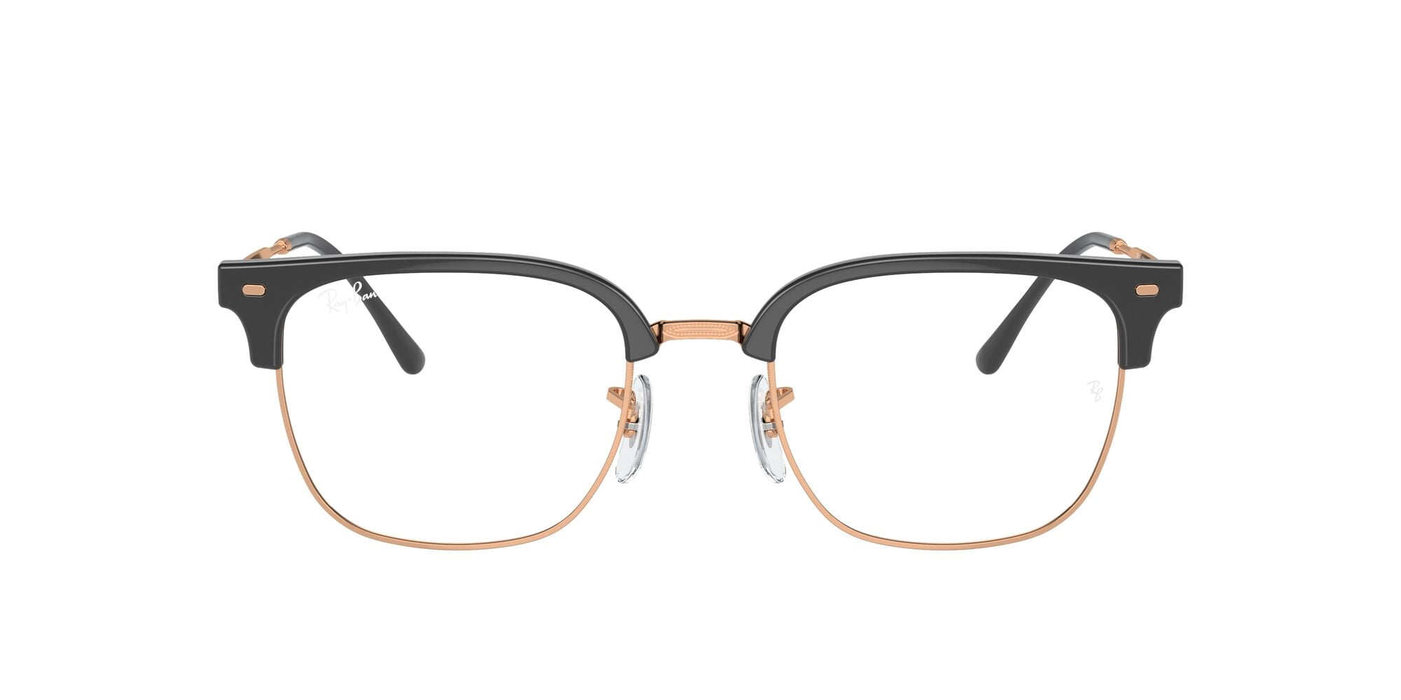 Ray-Ban Unisex Size 53 New Clubmaster Prescription Eyeglasses, Dark Grey on Rose Gold/Demo Lens