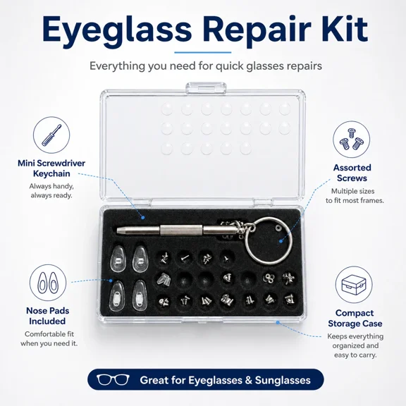 Eyeglasses Repair Kit Screws Nose Pads Screwdriver Sunglasses Glasses Tool Set