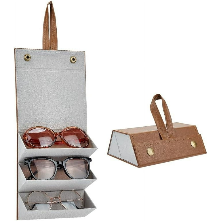 Eyeglasses Storage Case with Slots PU leather Travel Glasses