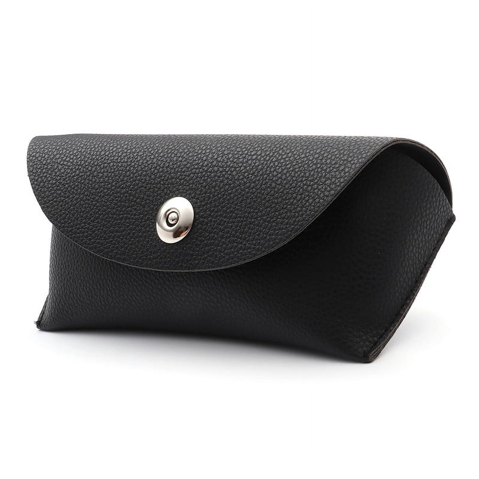 PU Leather Eyeglass Case with Metal Button Closure and Strap ZEWOOPIE Glasses Case, PU Leather Eyeglasses Case with Belt  main image 2