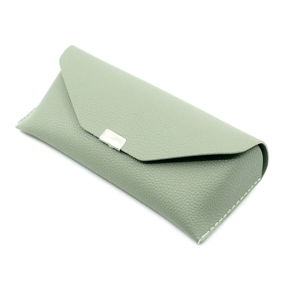 Eyeglasses Sunglasses Case Snap Button Closure Semi-hard Case PU Leather Sage