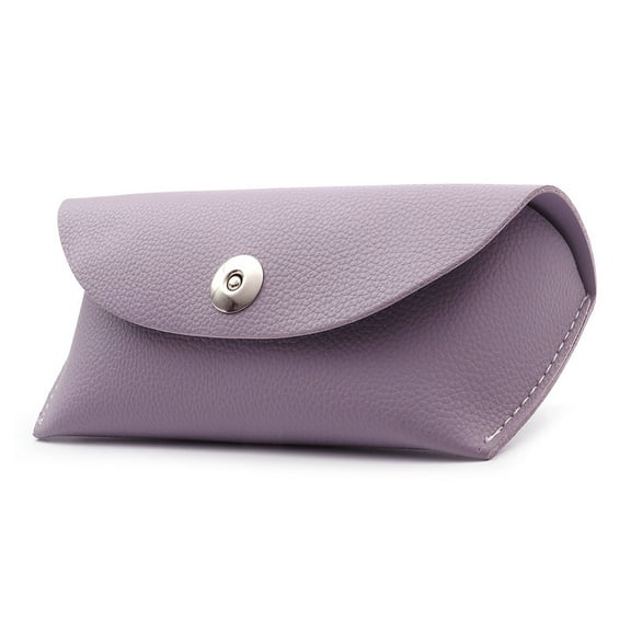 Eyeglasses Sunglasses Case Snap Button Closure Semihard Case PU Leather Lavender