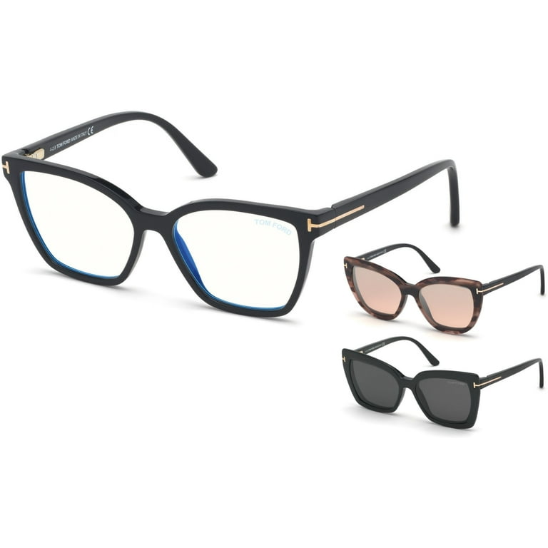 Eyeglasses Tom Ford FT 5641 -B 001 Black, Blue Block/ Clips: Black & Smoke,  Pink