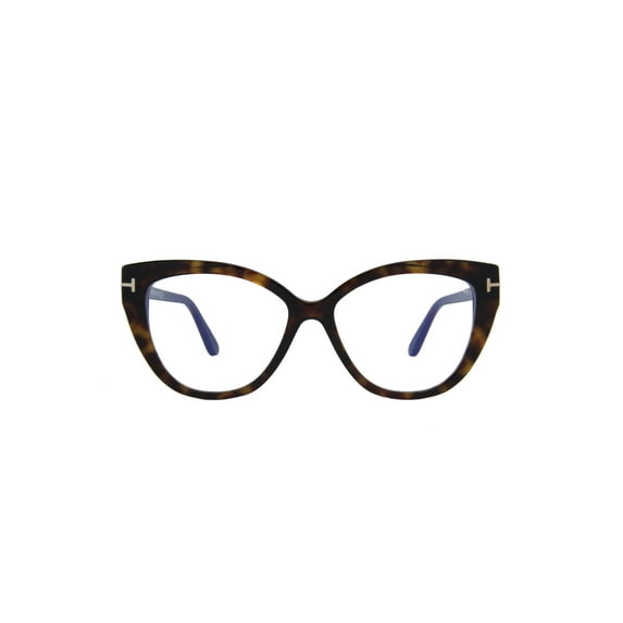 Eyeglasses Tom Ford FT 5673 -B 052 Shiny Classic Dark Havana/ Blue Block Lenses