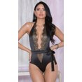 thumbnail image 1 of Eyelash%20Lace%20%26%20Stretch%20Satin%20Teddy%20W%2Fsatin%20Halter%20Tie%20Snap%20Crotch%20%26%20Satin%20Waist%20Sash%20Black%20Xl, 1 of 1