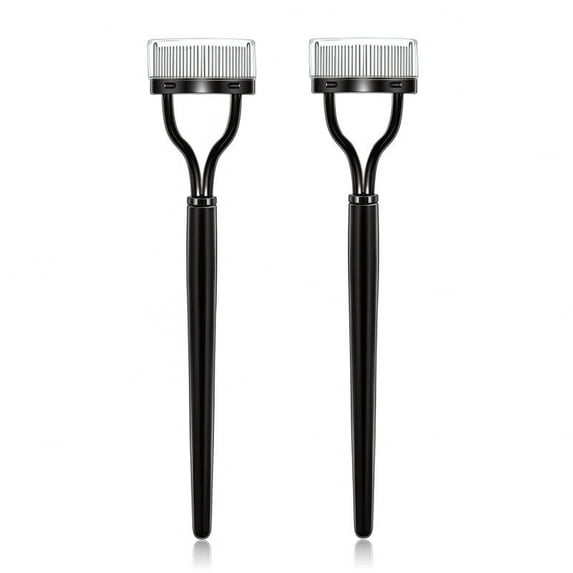 Eyelash Comb 2 Pack, Metal Lash Separator and Mascara Definer with Protective Cover, Black Eyelash Separator Tool
