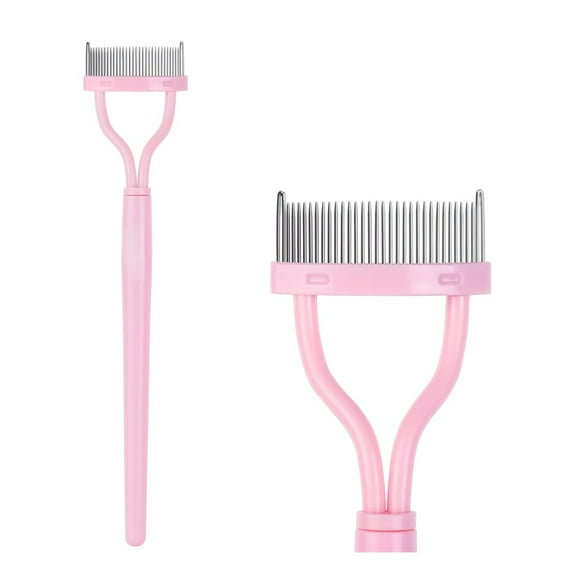 Eyelash Comb Separator Eyelash Mascara Brush and Comb Lash Separator With Comb Cover Arc Designed Cosmetic Brushes Tool Pink (1PCS)