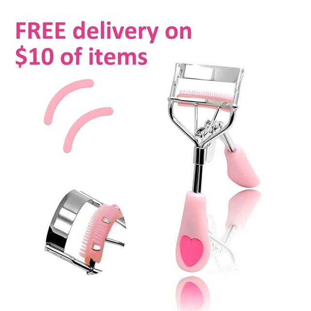 MICPANG Eyelash Curler with Comb, Peach Mini Compact Plastic Lash Tool