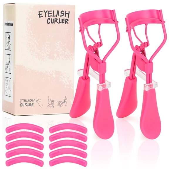 Eyelash Curler with Pads, Lash Curler 2 Pcs with 10 Extra Silicone Replacement Pads, Comfortable Grip for Effortless Curling  Eyelashes for The Perfect Eye Contour (Hyacinth Purple)