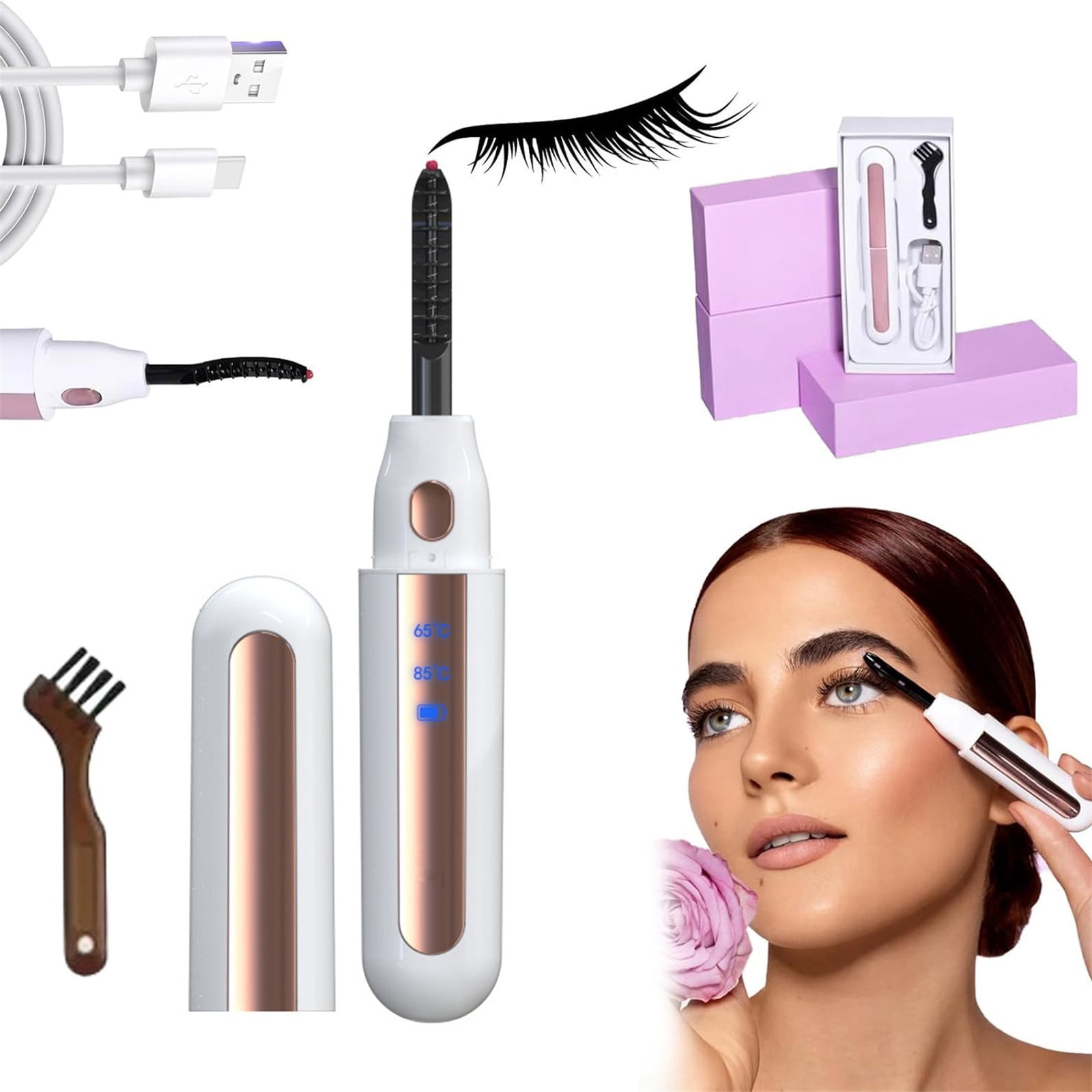 Eyelash Curler, White, 1 Piece - Curler Heated Eyelash Curler Eyelash Curler Heated Eyelash Curler Lash Curler Eyelash Curler 3 Heating Modes Led Display Usb Rechargeable Makeup To Makeup Organizers