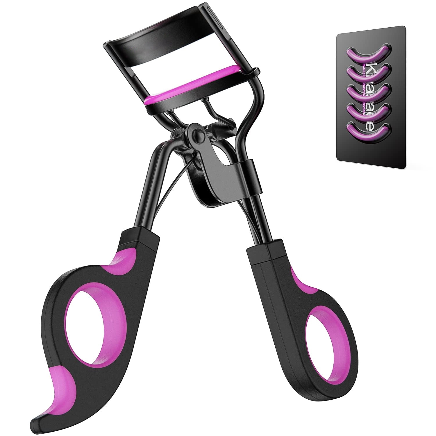 Eyelash Curler for Women - Black Professional Lash Curler with Refill Silicone Pads. Easy to Curl Open-Eye Eyelashes Naturally in Seconds with No Pinching, No Pulling and Last Long
