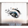 thumbnail image 1 of Ambesonne Eyelash Curtains 2 Panel Set, Fantasy Female, 108" x 108", Brown Black Green, 1 of 3