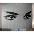 thumbnail image 1 of Ambesonne Eyelash Curtains 2 Panel Set, Dramatic Woman Look, 108" x 84", Grey Black, 1 of 3