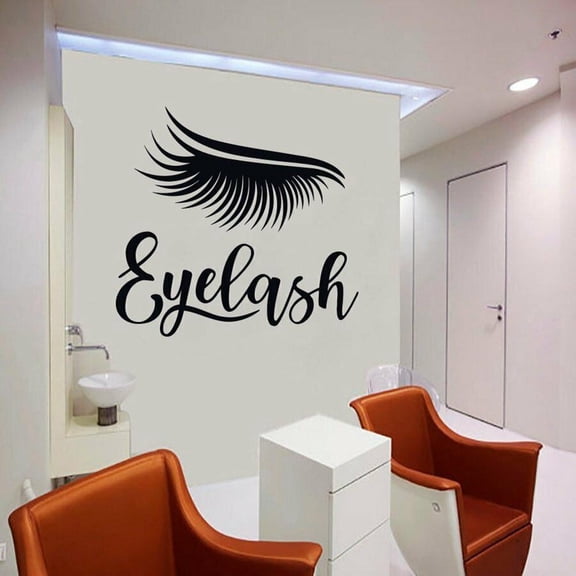 Eyelash Decals Wall Decal Window Sticker Beauty Salon Decor Lashes Wall Stickers Eye Makeup Girls Room Wall Decor Wallpaper 59x57cm