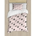 thumbnail image 1 of Eyelash Duvet Cover Set Twin Size, Doodle Style Open and Closed Eyes Hand Drawn Sketch Abstract Cute Kids Design, Decorative 2 Piece Bedding Set with 1 Pillow Sham, Rose Black White, by Ambesonne, 1 of 3