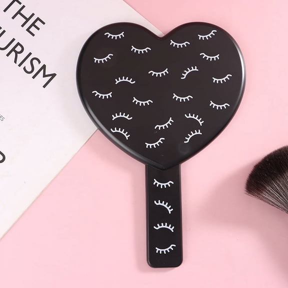 Eyelash Extension Handheld Makeup Mirror Heart Shape Makeup Vanity Mirror with Handle Hand Mirror SPA Salon Compact Mirrors