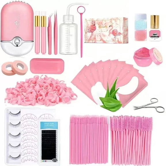 Eyelash Extension Kit for Beginners, Professional Lash Extension Kit , Lash Starter Kit with Lash Fan, Lash Extension Supplies for Practice Training Kit