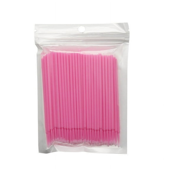 Eyelash Extension Micro Brushes, 100 Pack Pink Lash Applicator Swabs for Lash Glue Removal, Precise Makeup Tools with Adjustable Handle for Salon, Home, Crafting