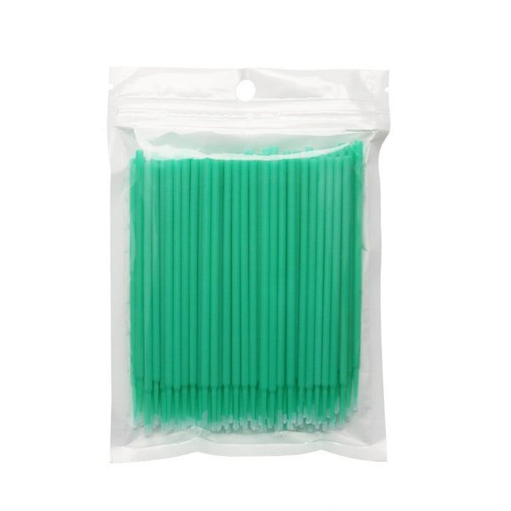 Eyelash Extension Microbrushes 100 Pack Mint Green, Lash Applicator Brushes for Makeup, Eyelash Glue Applicator, Precision Tip for Lash Adhesive and Removal, Crafting, Detailing Tools