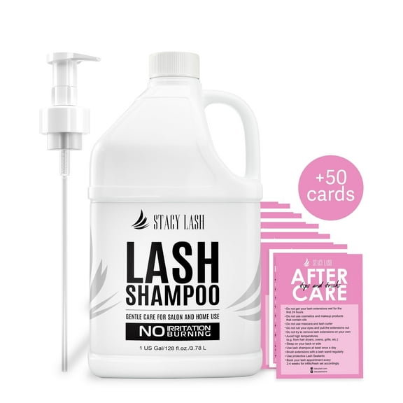 Eyelash Extension Shampoo Stacy Lash 1 US Gal / 128 fl. oz. / 3.78 L Eyelid Foaming Cleanser / Wash for Extensions and Natural Lashes / Paraben & Sulfate Free Safe Makeup & Mascara Remover / Profess