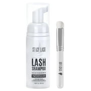 Eyelash Extension Shampoo Stacy Lash + Brush / 50ml / Eyelid Foaming Cleanser/Wash for Extensions and Natural Lashes/Paraben & Sulfate Free Safe Makeup & Mascara Remover/Profession