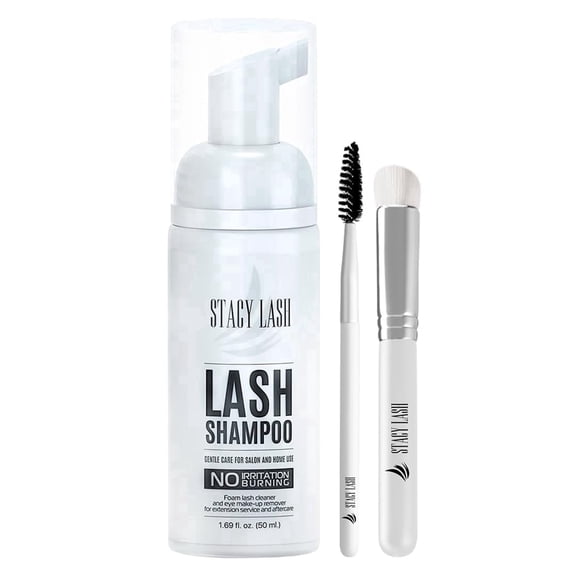 Eyelash Extension Shampoo Stacy Lash Brush / 50ml / Eyelid Foaming Cleanser/Wash for Extensions and Natural Lashes/Paraben & Sulfate Free Safe Makeup & Mascara Remover/Profession