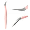 thumbnail image 1 of Eyelash Extensions Fiber Tip Eyelash Tweezers Dolphin-shaped Curved Volume Tweezers Eyelash Extensions Craft Fine Angled Lash Extension Tweezers Pink, 1 of 5