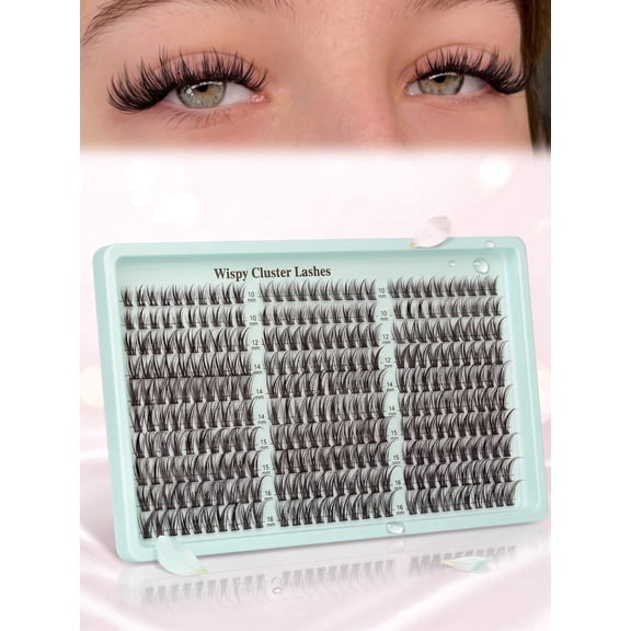 Eyelash Extensions Wispy Natural DIY C Curl Individual Lashes Clusters Black 10-16mm 300pcs