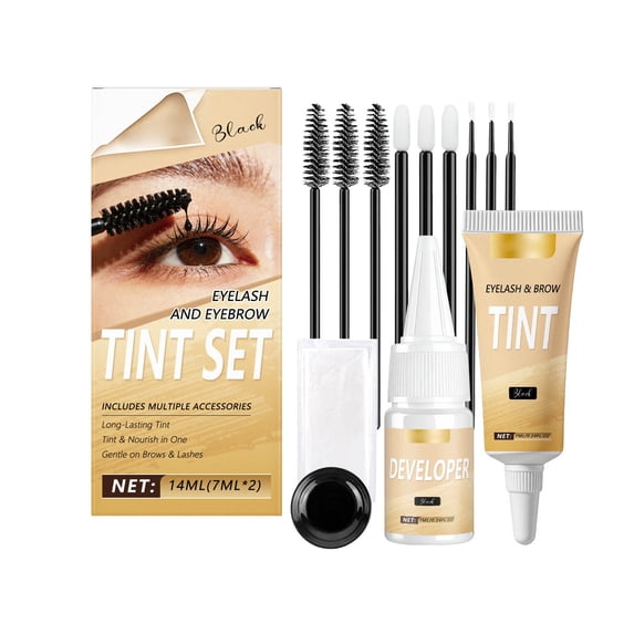 Eyelash & Eyebrow Color Kit,2 in 1 Professional Lash & Brow Color Kit,DIY Hair Coloring Eye Lash & Eye Brow Set for Beginner Salon Beauty,Easy to Use with Natural Results Eye Make Up