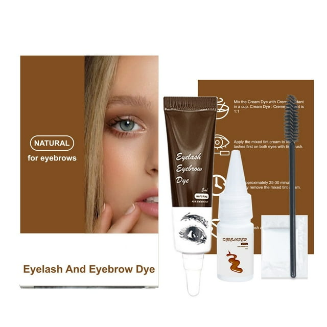 Eyelash & Eyebrow Color Kit, 2-In-1 Professional Lash & Brow Color Kit, Safe Easy Use & Salon at Home, Wild & Natural Effect for Eyebrows Lashes, Instant Lash Brow Coloring Set (Dark Brown)