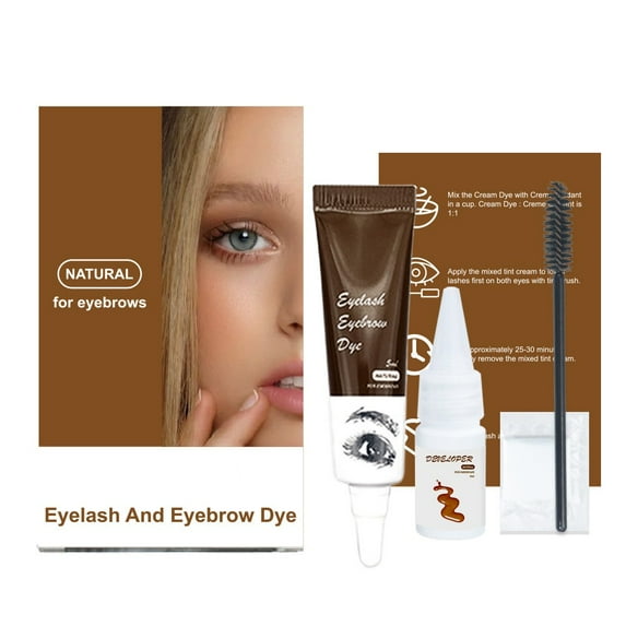 Eyelash & Eyebrow Color Kit, 2-In-1 Professional Lash & Brow Color Kit, Safe Easy Use & Salon at Home, Wild & Natural Effect for Eyebrows Lashes, Instant Lash Brow Coloring Set (Dark Brown)