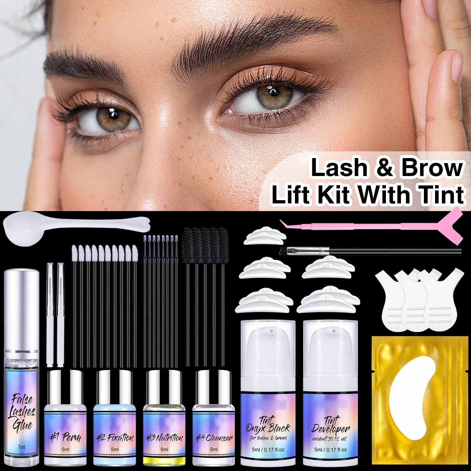 Eyelash & Eyebrow Curling & Dyeing Kit Easy To Use For Volume & Dry