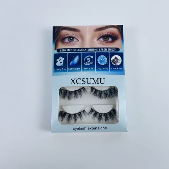 XCSUMU Eyelash Eyelash extensions, Lightweight False Lash Extension Clusters with Clear Band, Reusable Eye Lash Extensions for Daily Makeup and Glamorous Looks