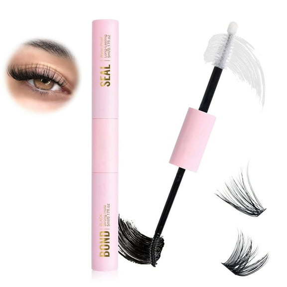 Eyelash Glue, 2-in-1 Lash Bond and Seal Lash Glue, 72H+ Long Lasting Eyelash Adhesive for Clusters, Strong Lash Cluster Glue for Individual Eyelashes, Easy Removal