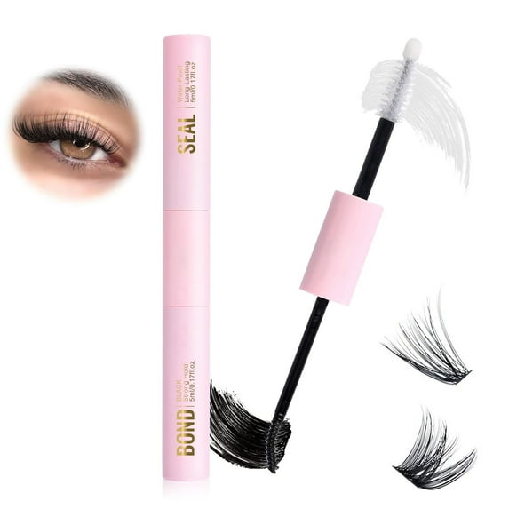 Eyelash Glue, 2-in-1 Lash Bond and Seal Lash Glue, 72H+ Long Lasting Eyelash Adhesive for Clusters, Strong Lash Cluster Glue for Individual Eyelashes, Easy Removal
