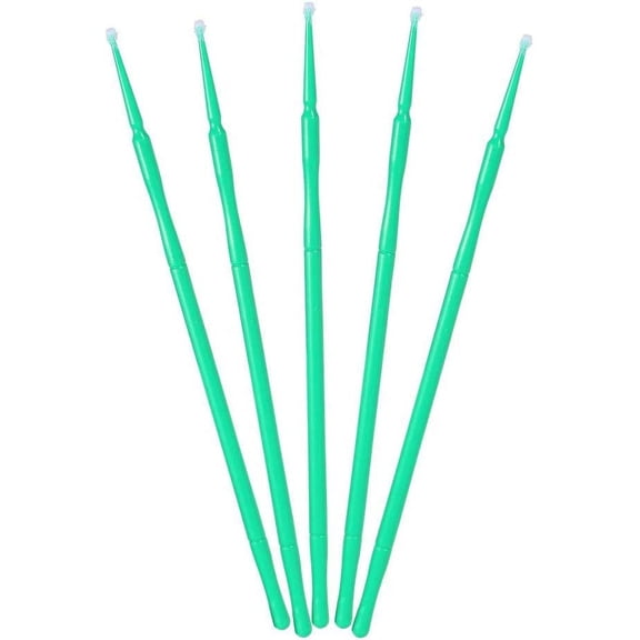 Eyelash Glue Cleaning Stick, 4 Colors 100PCS/Bag Plastic Eyelash Extension Cleaning Brushes(Green)