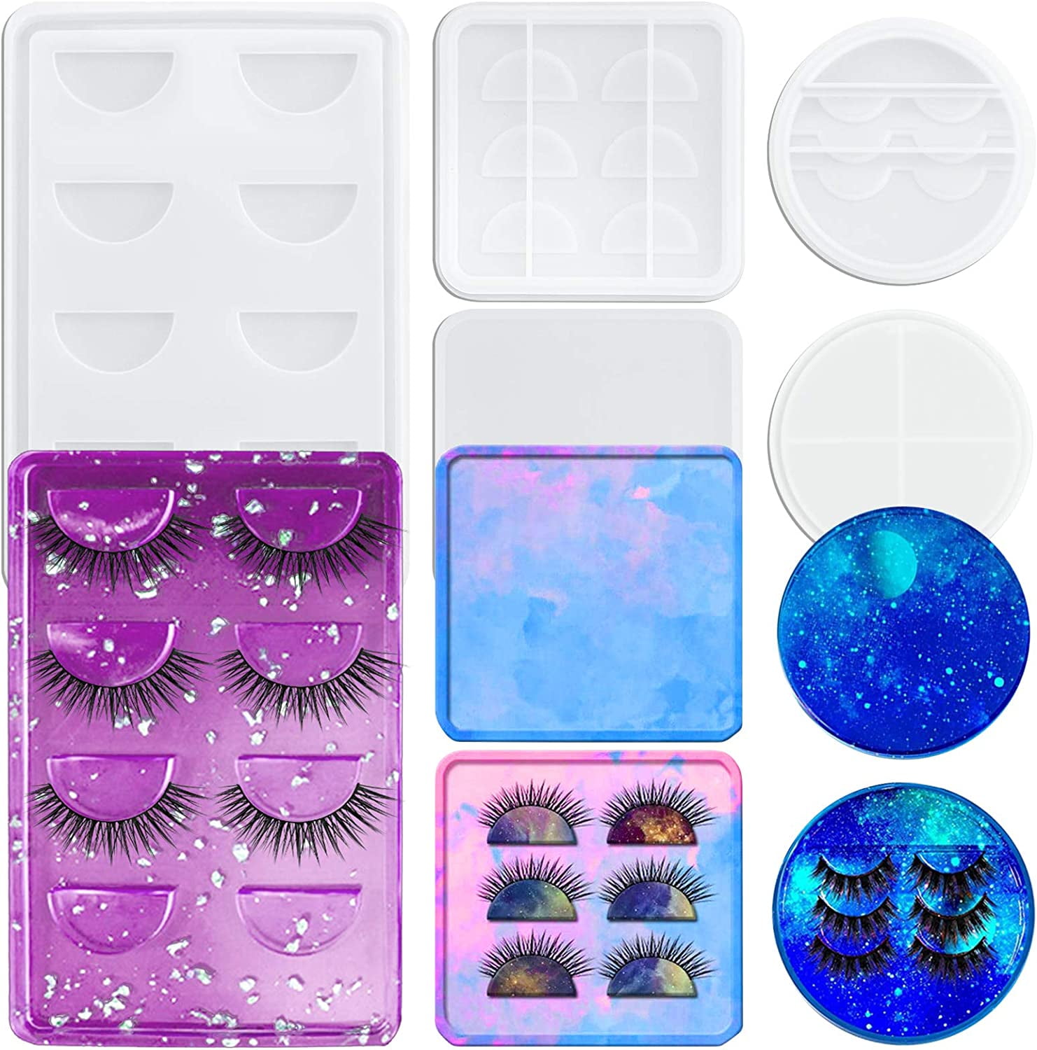 Eyelash Holder Resin Mold, Kalolary 3 Style Eyelash Resin Silicone Mold Eyelash Display for Expoxy Resin Tray Holder Mold Epoxy Casting Mold for Eyelash