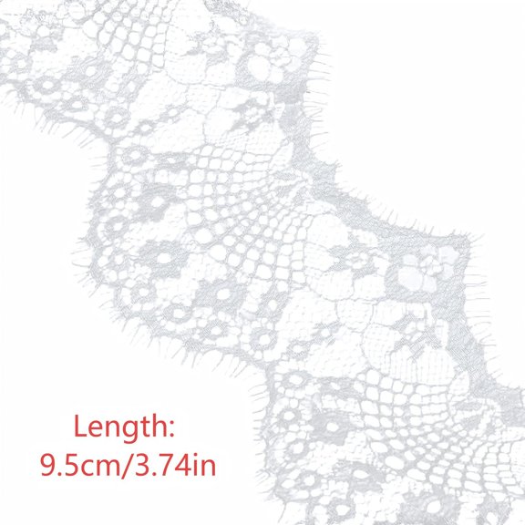 Eyelash Lace Trim Polyester Women Clothing Accessory DIY Knitting Sewing Component (White, 13*2*13cm)
