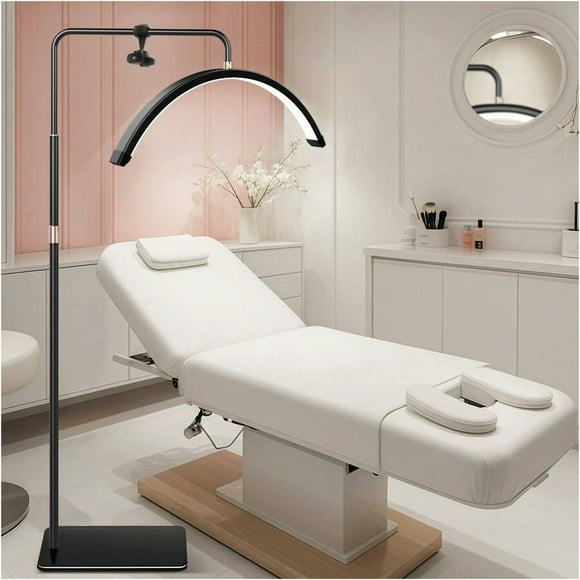 Eyelash Lamp - LED Floor Lamp Lash Light For Eyelash Extensions, Salon SPA, Tattoo Artists - Rotating Half-Moon Head, Lighting, Adjustable Brightness